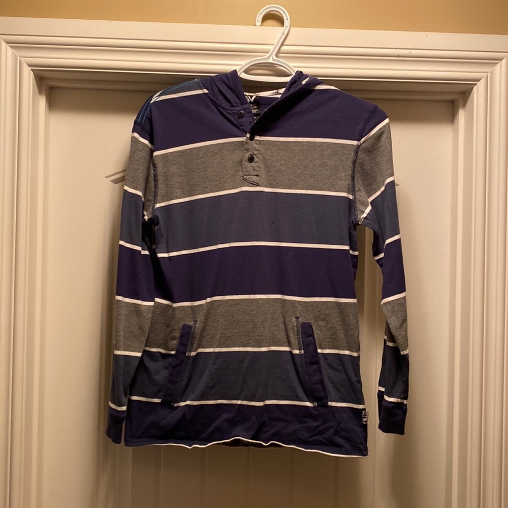 Shaun White long sleeve hooded shirt with front pocket, size L (10/12)